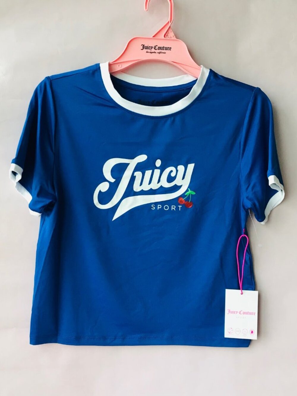 Juicy Couture Sport Blue Logo Crew Neck Short Sleeve T-Shirt Size : M